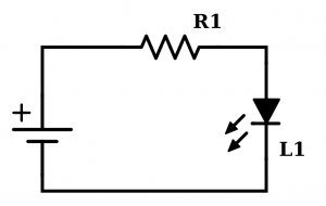Figure 1: An LED L1 with a resistor R1 connected in series